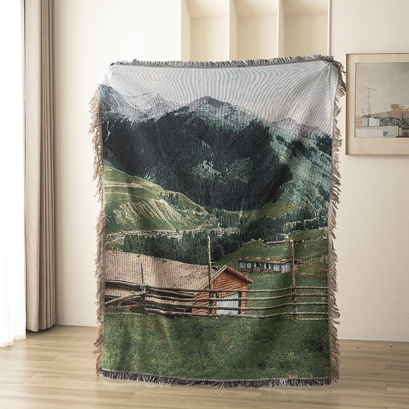 Light luxury high-end ins-style sofa blanket, outdoor blanket, camping blanket, living room decorative wall blanket, room tapestry - Image 5