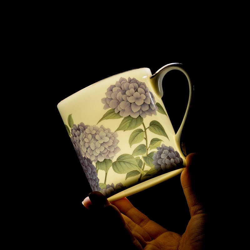 Botanical Bliss | Premium Fine Bone China Hydrangea Mug & Gilded Spoon Set - Endless Summer Floral Collection - Image 2