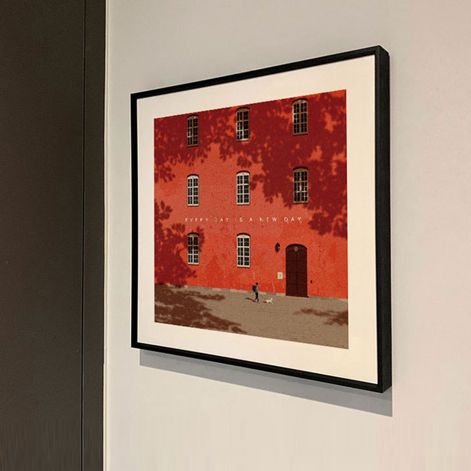 Minimalist decorative painting of red buildings, niche art for living room and bedroom wall - Image 2
