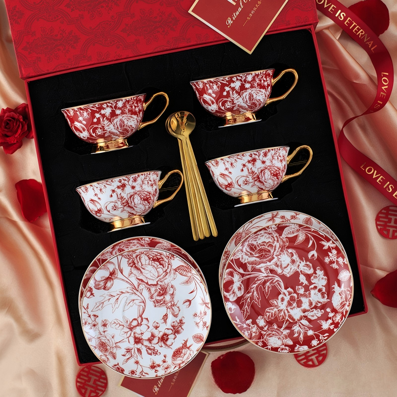 Rose-red bone china coffee cup - Image 2