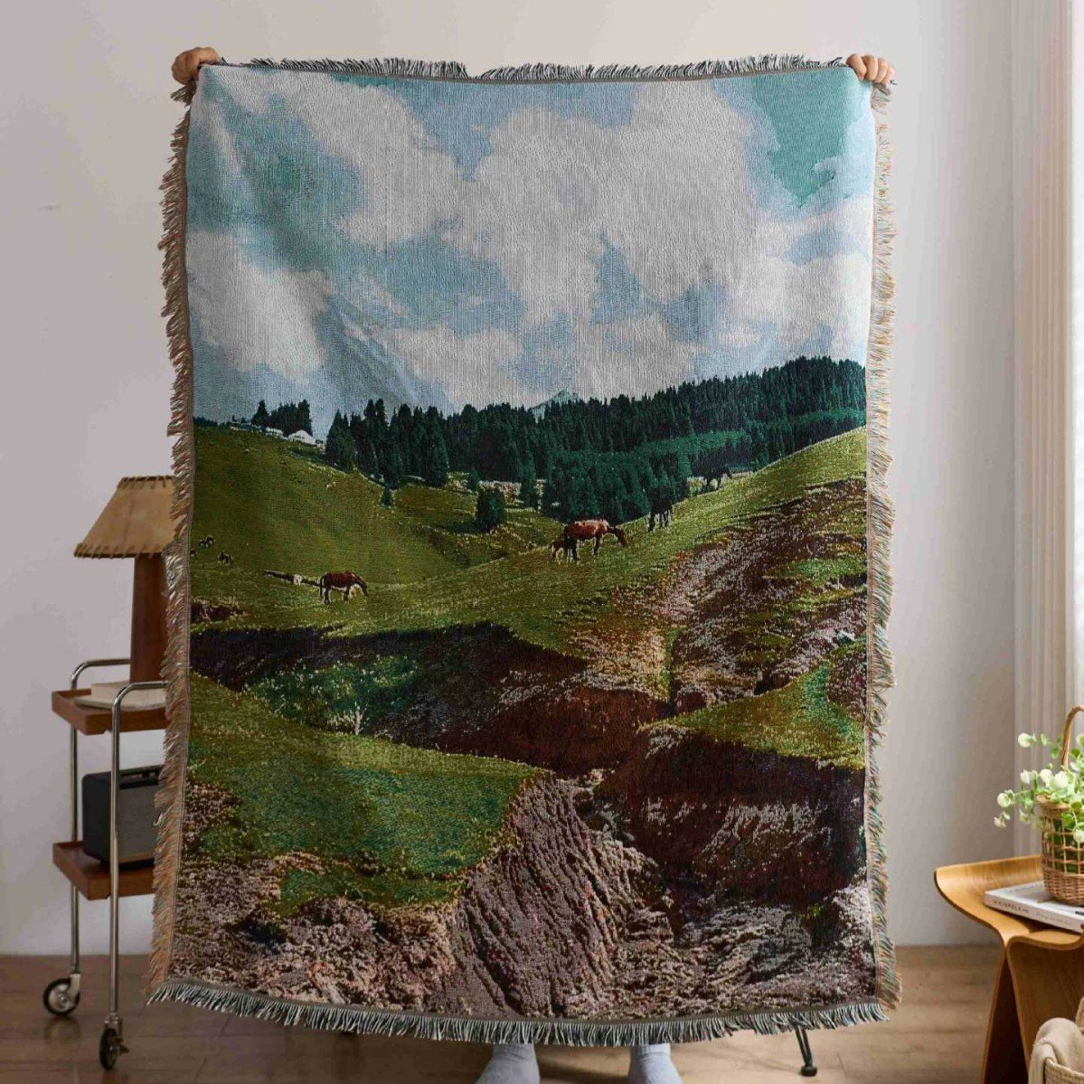 Light luxury high-end ins-style sofa blanket, outdoor blanket, camping blanket, living room decorative wall blanket, room tapestry - Image 2