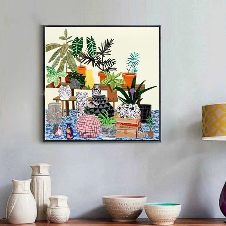 Nordic Fresh Green Plant Niche Hanging Painting, American Country Style Decorative Painting for Office, Children's Room, Entryway, and Living Room - Image 2