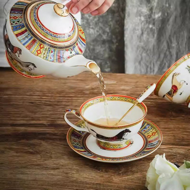 Royal Equestrian | Luxury Fine Bone China Tea & Dinnerware Suite - Geometric Mosaic & 24K Gold Collection - Image 3