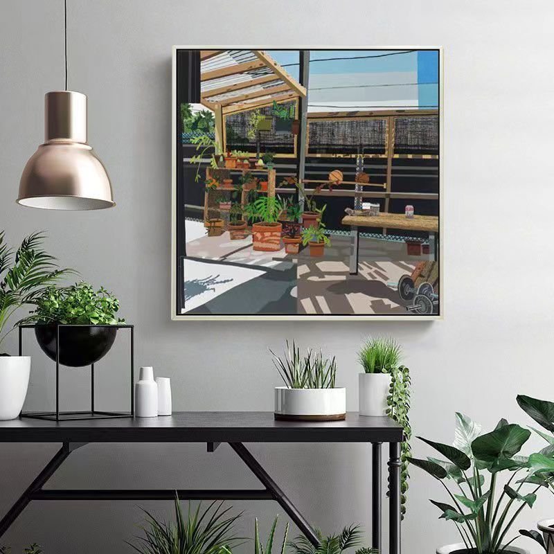 Nordic Fresh Green Plant Niche Hanging Painting, American Country Style Decorative Painting for Office, Children's Room, Entryway, and Living Room - Image 3