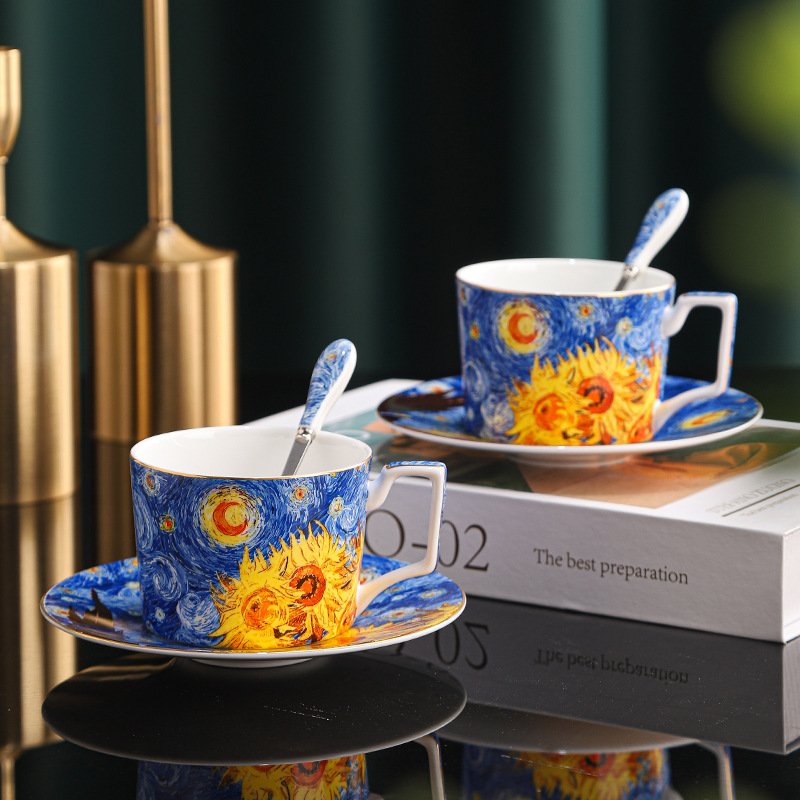 Starry Sunflower | Luxury Van Gogh Fine Bone China Cup & Saucer Gift Set - Image 3