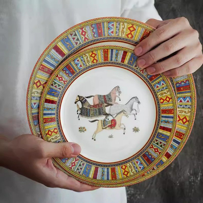 Royal Equestrian | Luxury Fine Bone China Tea & Dinnerware Suite - Geometric Mosaic & 24K Gold Collection - Image 4