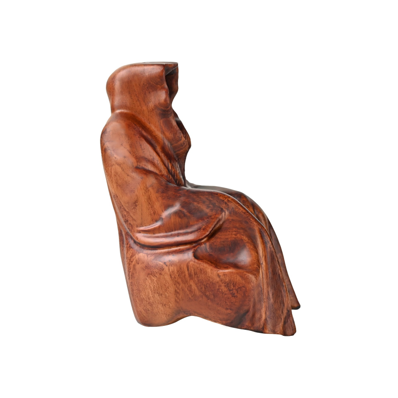 Hand Carved Wooden Faceless Reaper Statue, Gothic Tabletop Halloween Decor - Image 4