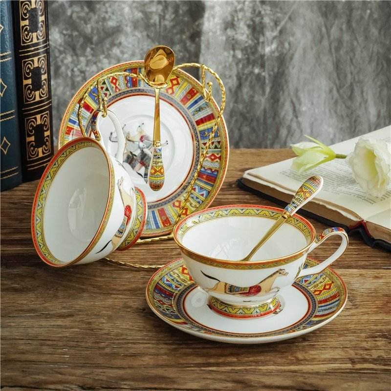 Royal Equestrian | Luxury Fine Bone China Tea & Dinnerware Suite - Geometric Mosaic & 24K Gold Collection - Image 5