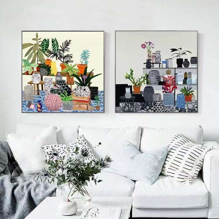 Nordic Fresh Green Plant Niche Hanging Painting, American Country Style Decorative Painting for Office, Children's Room, Entryway, and Living Room - Image 5