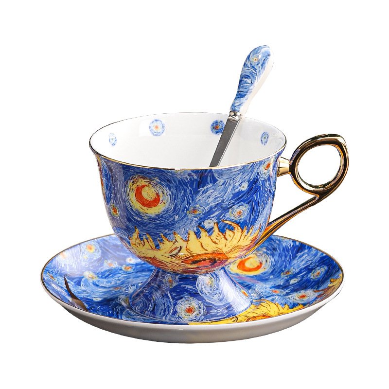 Starry Sunflower | Luxury Van Gogh Fine Bone China Cup & Saucer Gift Set - Image 5