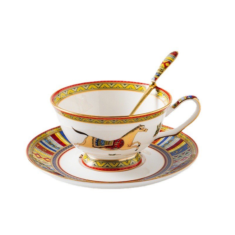 Royal Equestrian | Luxury Fine Bone China Tea & Dinnerware Suite - Geometric Mosaic & 24K Gold Collection - Image 2