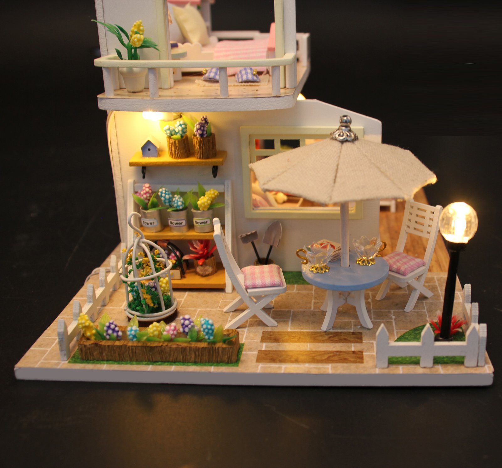 DIY Handmade Sweet Pink Double-Story Loft Miniature Dollhouse, Healing Courtyard Duplex Villa Model with Warm LED Lights, Girly Creative Birthday Gift - Image 4
