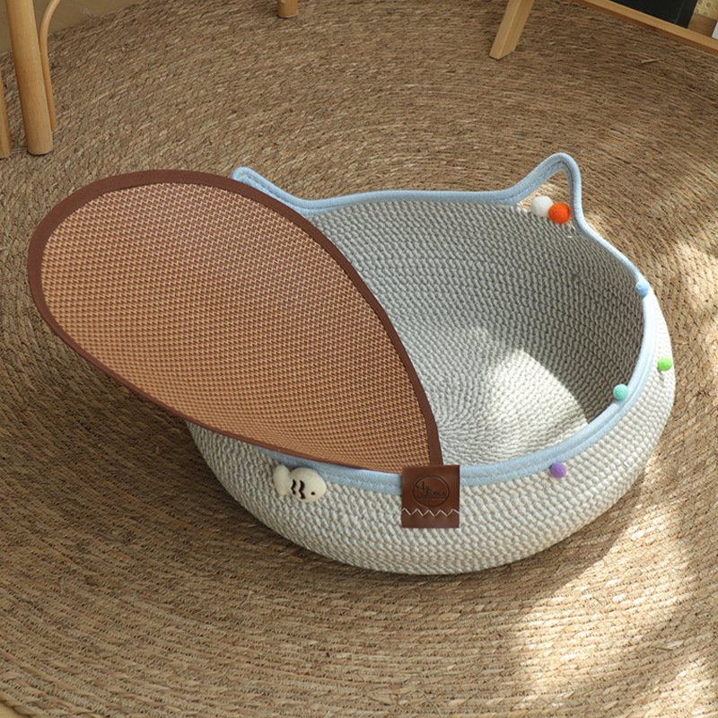 Hand-Woven Cotton Rope Cat Bed Basket - Image 3