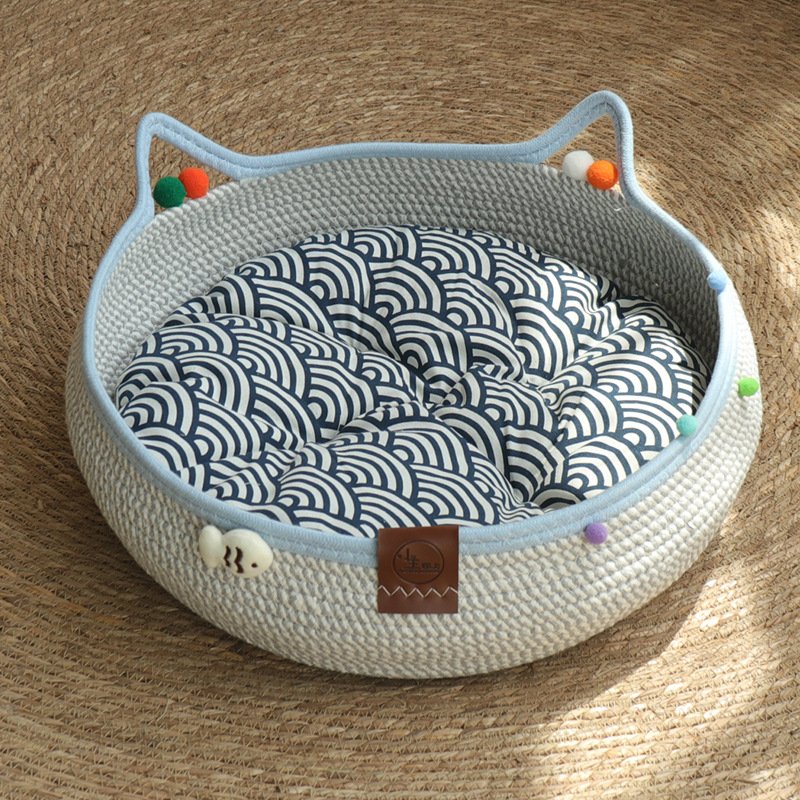 Hand-Woven Cotton Rope Cat Bed Basket - Image 4