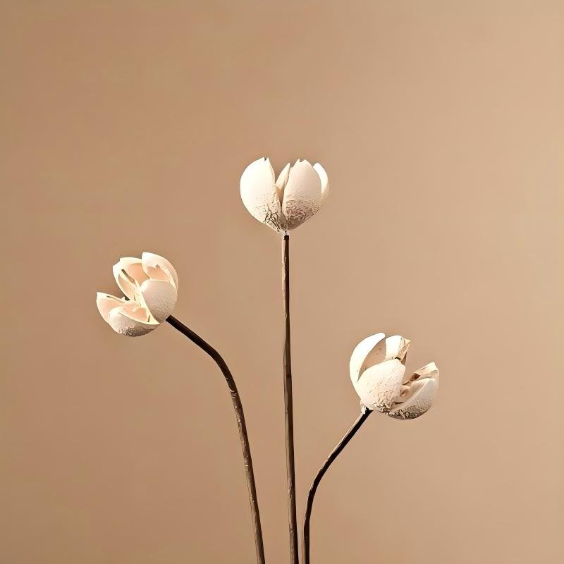 The Zen Ribbed Spindle Ceramic Vase & Dried Lotus Set | Elegant Wabi-Sabi Desktop Botanical Art - Image 7