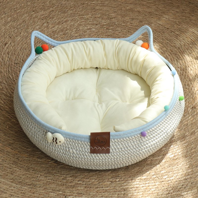 Hand-Woven Cotton Rope Cat Bed Basket - Image 5