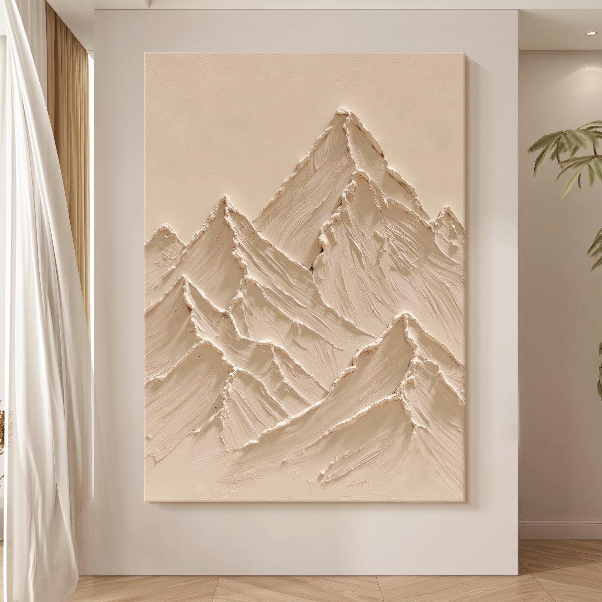 Direct-from-factory 3D abstract "Golden Mountain" living room art; hand-painted oil painting with thick sandstone texture; minimalist entryway wall art. - Image 2