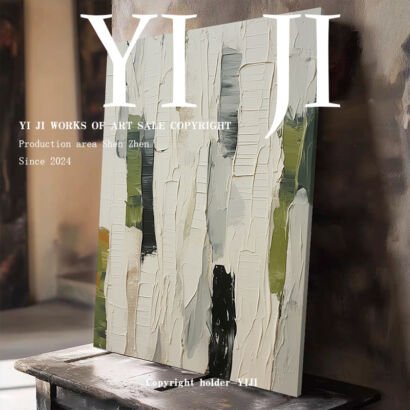 Thick impasto abstract birch tree texture oil painting, minimalist neutral tone hand-painted canvas wall art