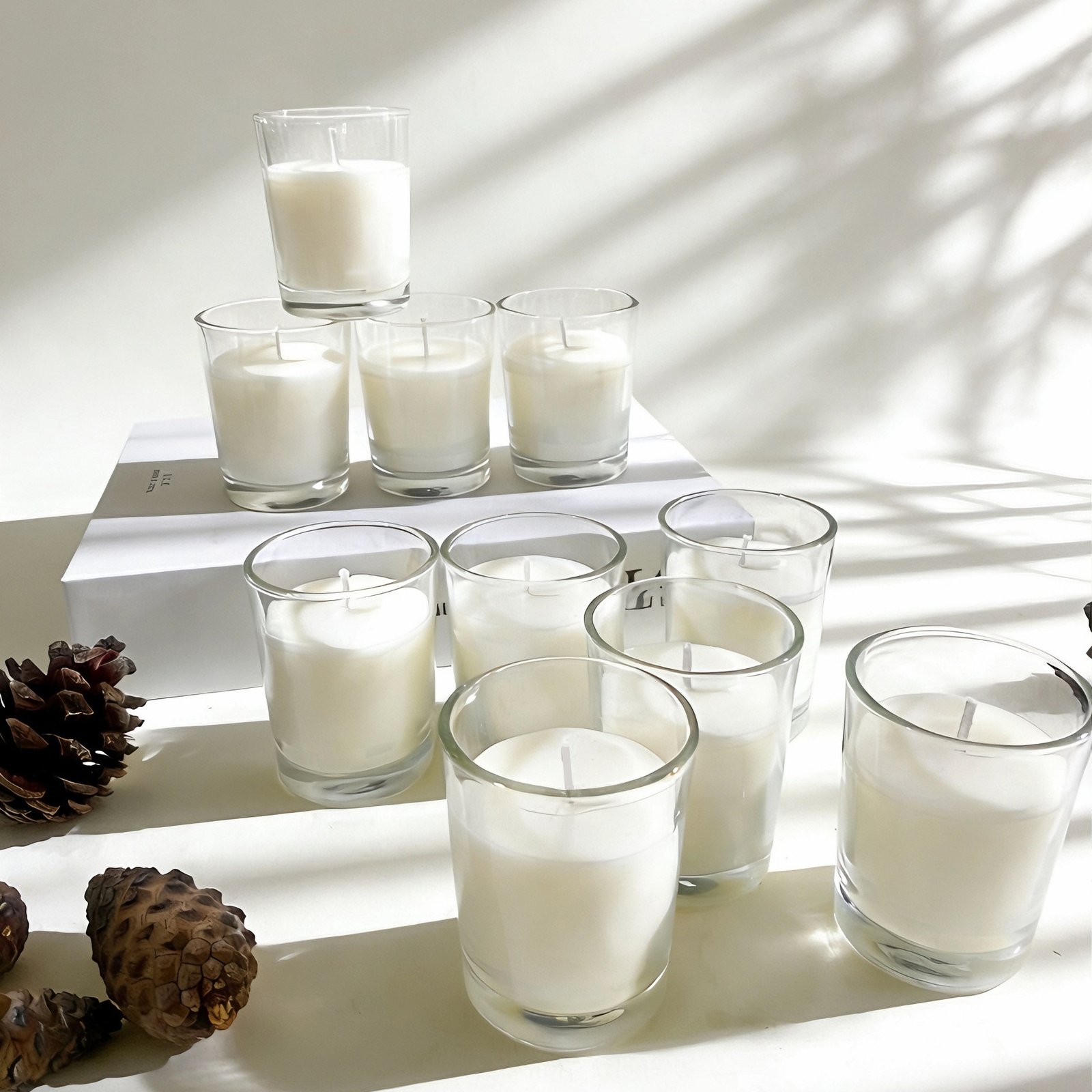 Minimal Thick Straight Clear Glass Jar Scented Candle, Natural Smoke-Free Soy Home Aroma, Blank Custom Label DIY Candle Vessel - Image 2