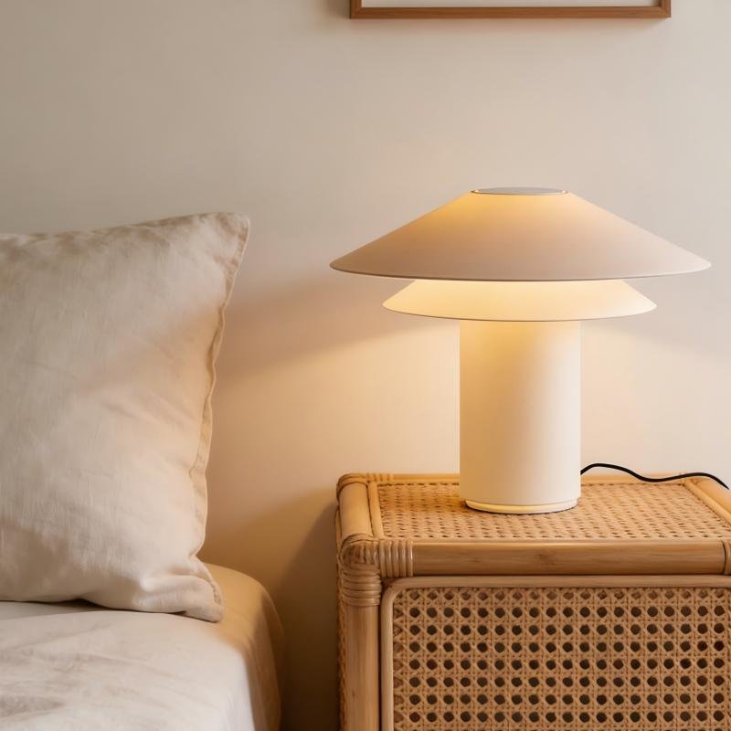 French Cream-Style Table Lamp – New Model: A minimalist, cozy, and romantic design perfect for bedside tables, bedrooms, or model homes, featuring a blend of French cream and mid-century modern aesthetics. - Image 2