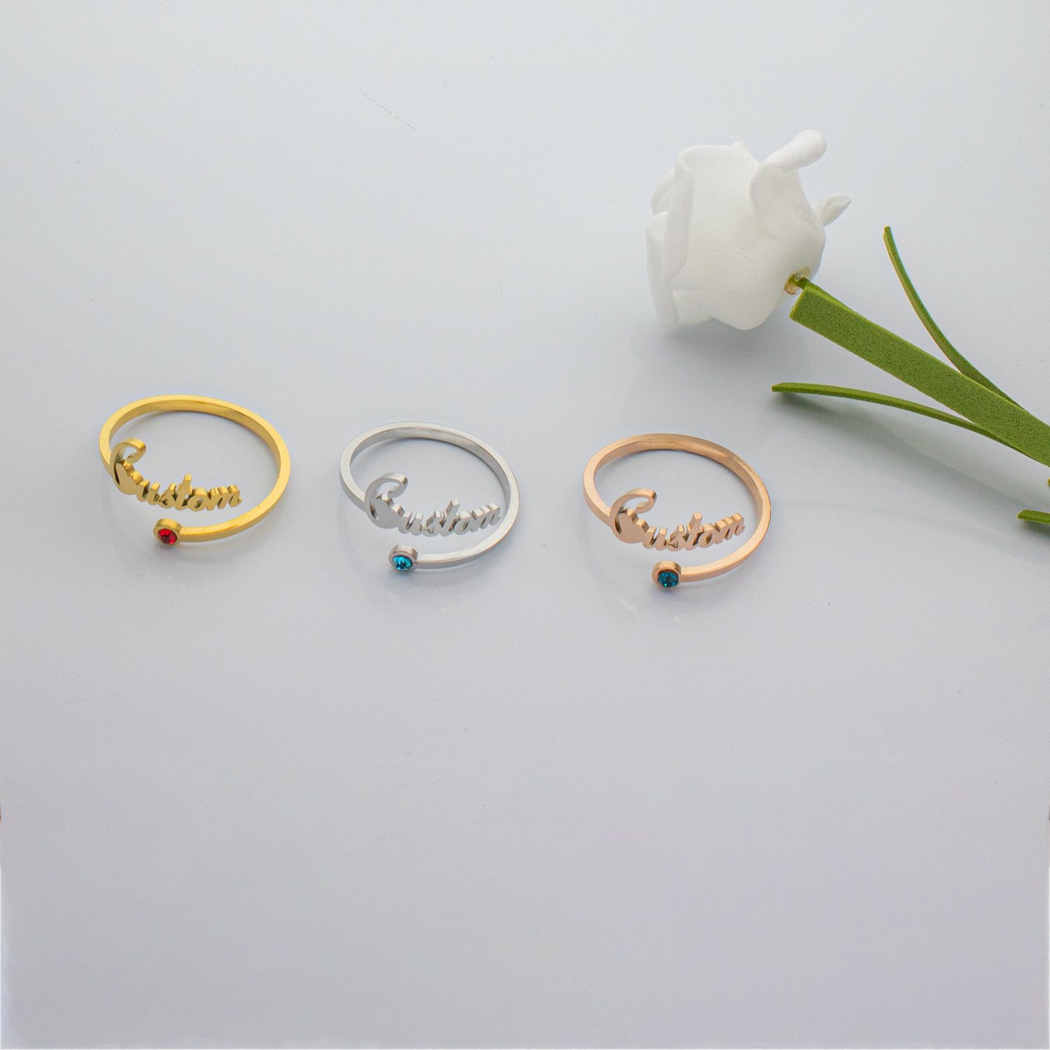 Birthstone Accent, Stainless Steel Custom Jewelry Gift for Women - Image 2