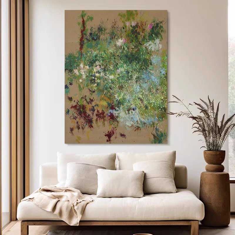 Abstract Botanical Wildflower Meadow Canvas Oil Painting Wall Art - Image 2