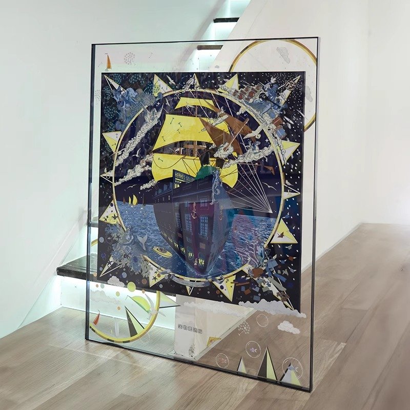 Luxury Scarf Framed Wall Art - 3D Acrylic Mounted Nautical Heritage Scarf installation - Image 2