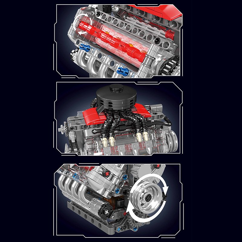 Mechanical V-Engine Masterpiece – 487-Piece Motorized Building Set - Image 3