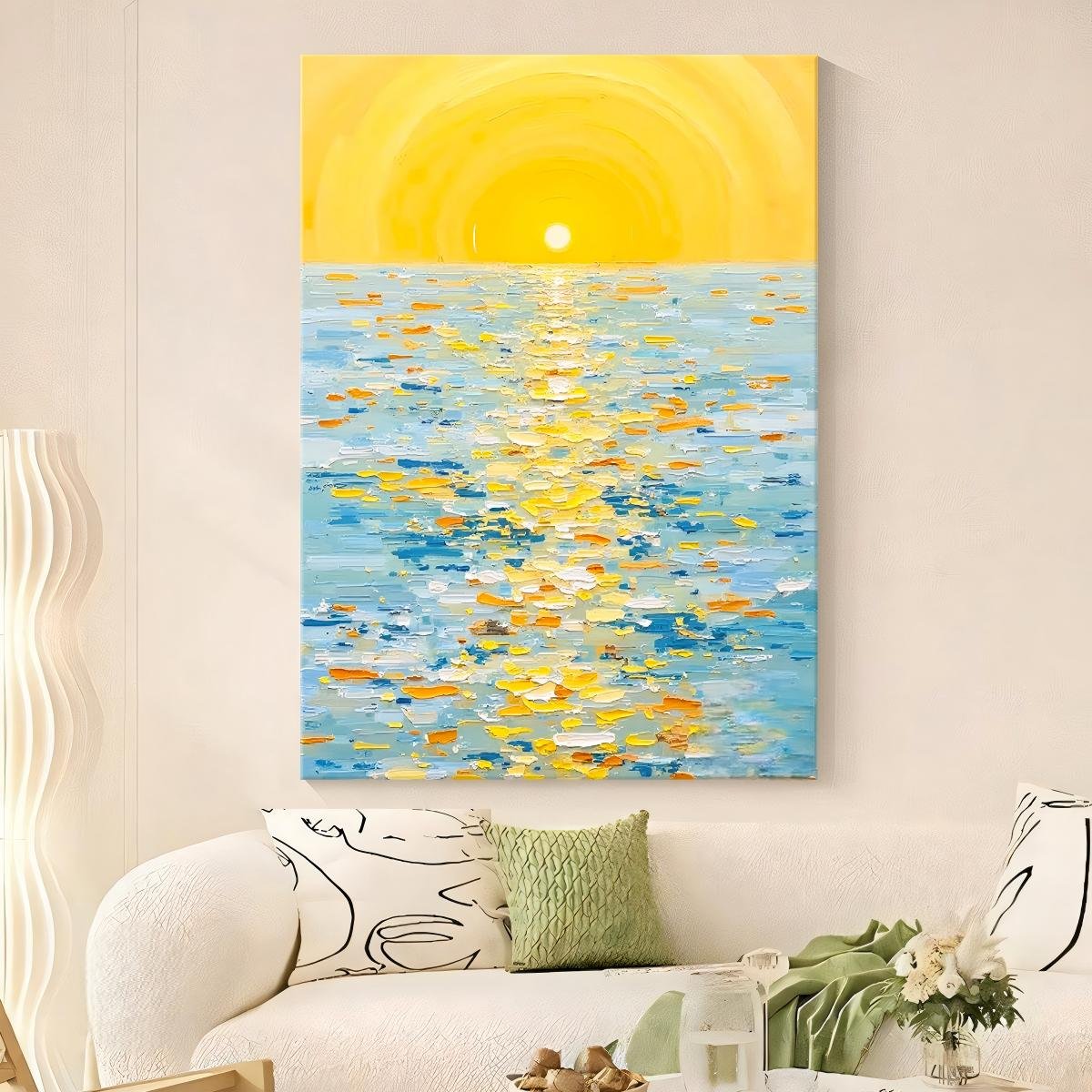 Hand-painted oil painting with textured finish—Monet's *Impression, Sunrise*—direct from the factory; ideal for "cream-style" living room decor or entryway wall art. - Image 2