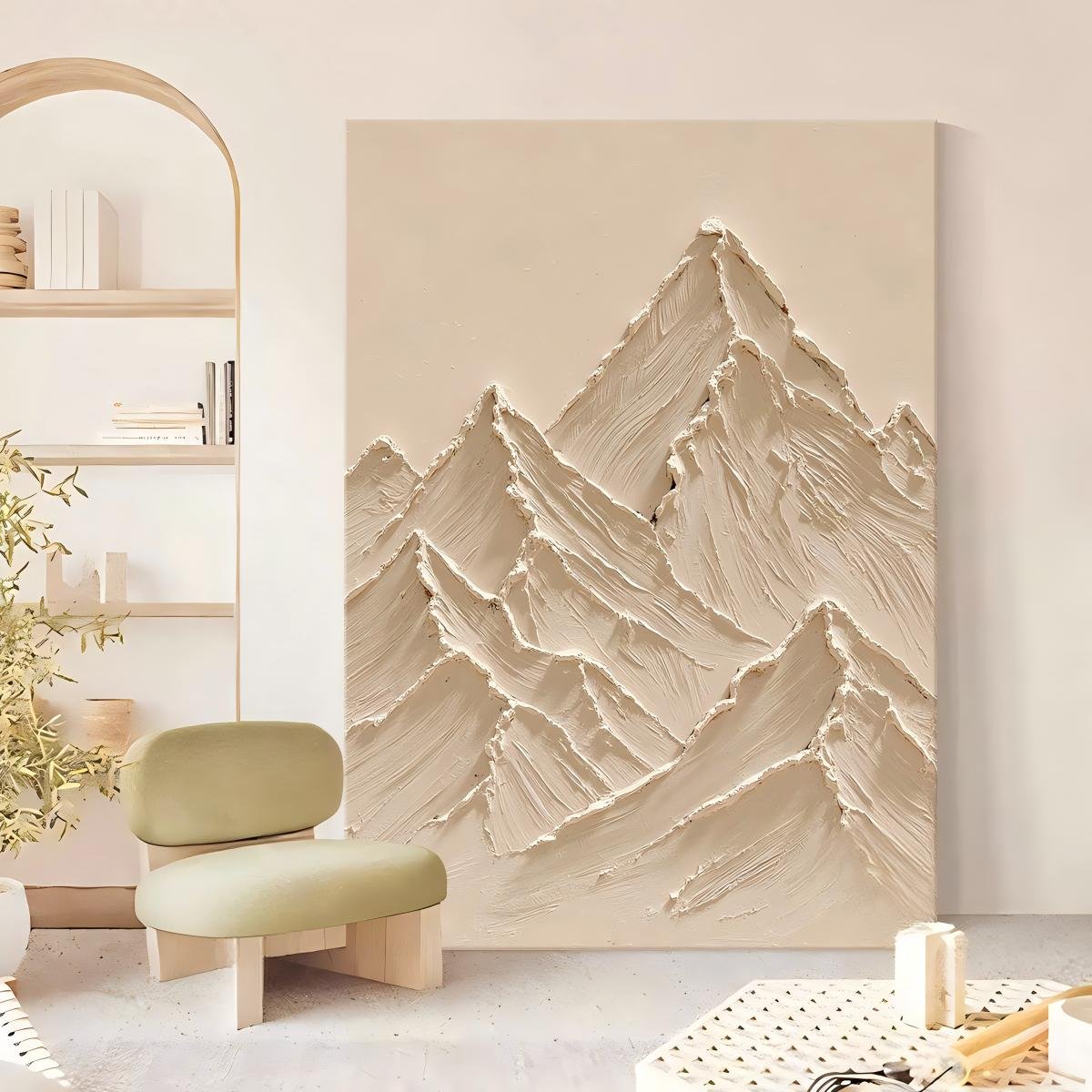 Direct-from-factory 3D abstract "Golden Mountain" living room art; hand-painted oil painting with thick sandstone texture; minimalist entryway wall art. - Image 3