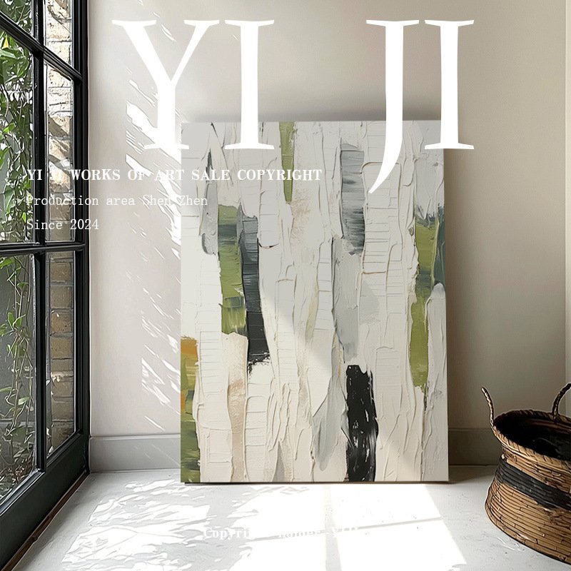Nordic Serenity: Original 3D Heavy-Impasto Textured Birch Forest Abstract Canvas Art - Image 2
