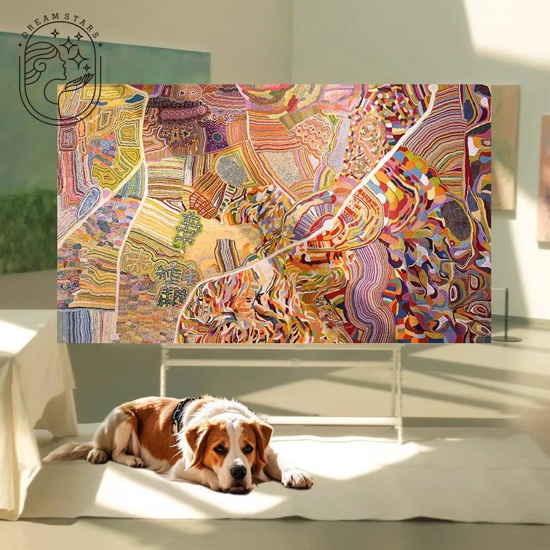 Warm Earth Tone Abstract Line Mosaic Framed Wall Art - Image 2