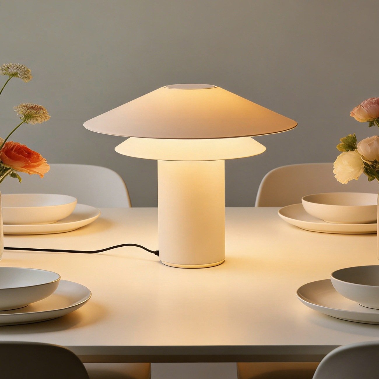 French Cream-Style Table Lamp – New Model: A minimalist, cozy, and romantic design perfect for bedside tables, bedrooms, or model homes, featuring a blend of French cream and mid-century modern aesthetics. - Image 3