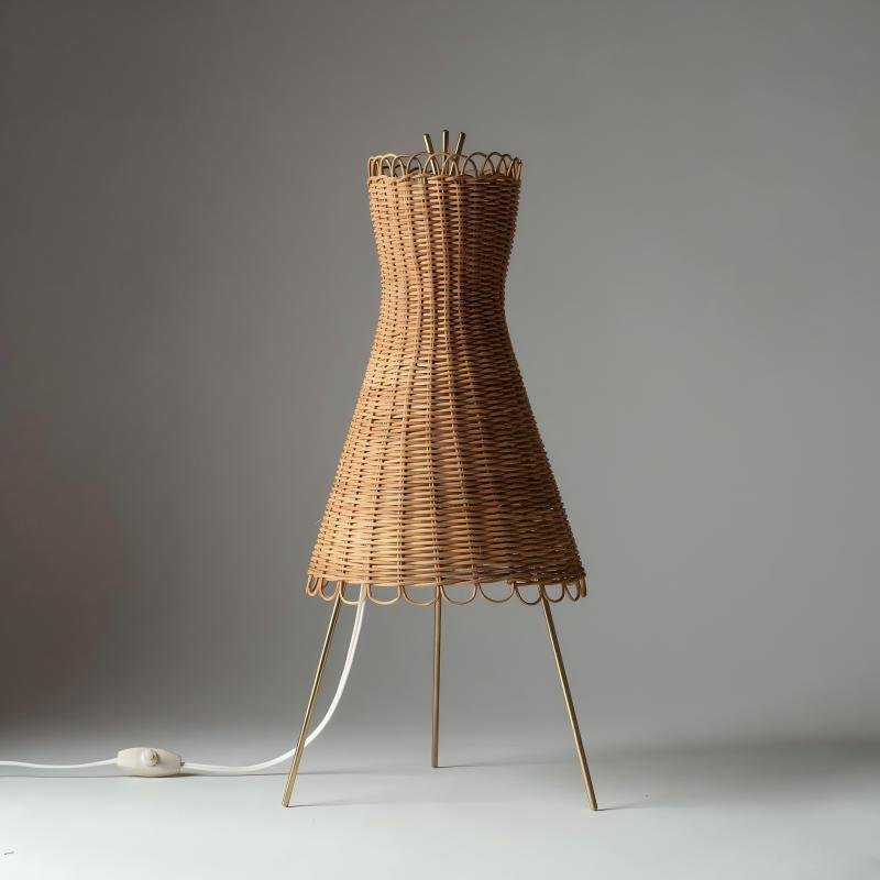 Austrian J.T. Kalmar handmade rattan table lamp living room bedroom decorative lamp - Image 2