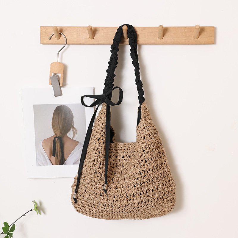 The Sorrento Scrunchie Hobo: Textural Straw Shoulder Bag - Image 2