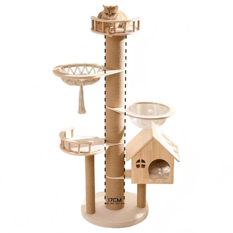 PetPalace Luxury Solid Wood Cat Tree Mansion - Image 3