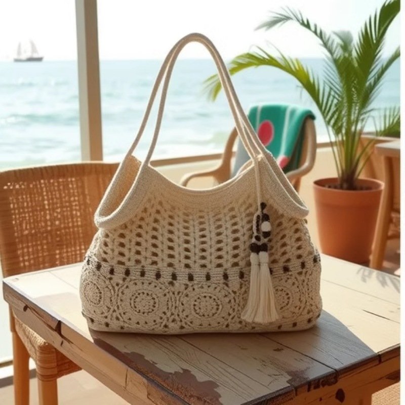 The Ibiza Medallion Crochet Tote: Vintage-Inspired Boho Shoulder Bag - Image 2