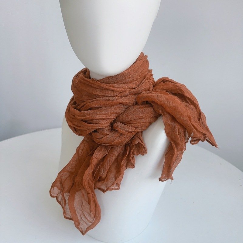 Earthbound Melodies: The Chestnut & Espresso Multi-Texture Scarf Collection - Image 11