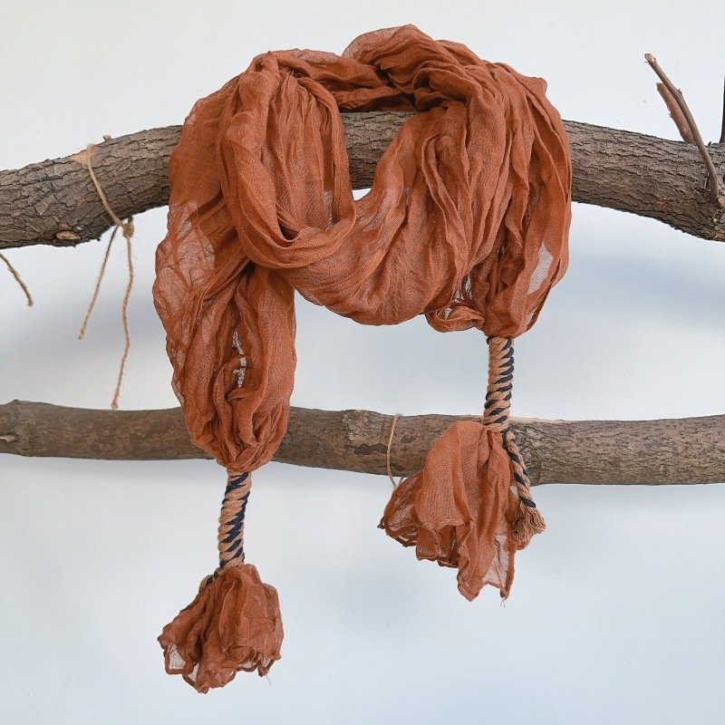 Earthbound Melodies: The Chestnut & Espresso Multi-Texture Scarf Collection - Image 8