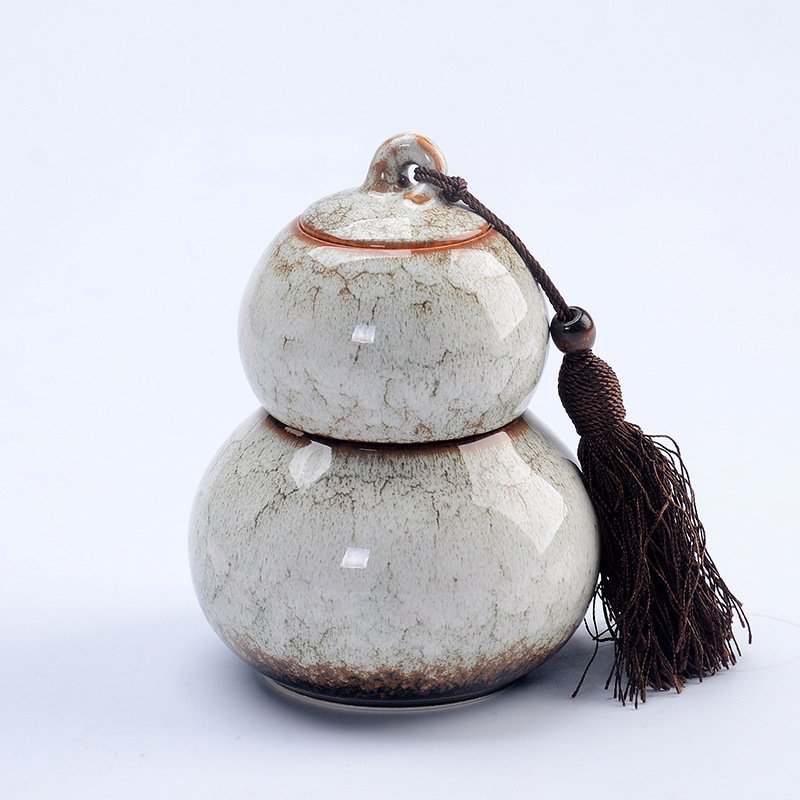 Handcrafted "Hulu" Gourd Kiln-Glazed Ceramic Tea Canister - Image 4