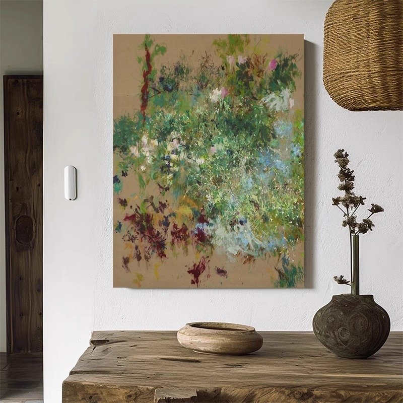 Abstract Botanical Wildflower Meadow Canvas Oil Painting Wall Art - Image 5