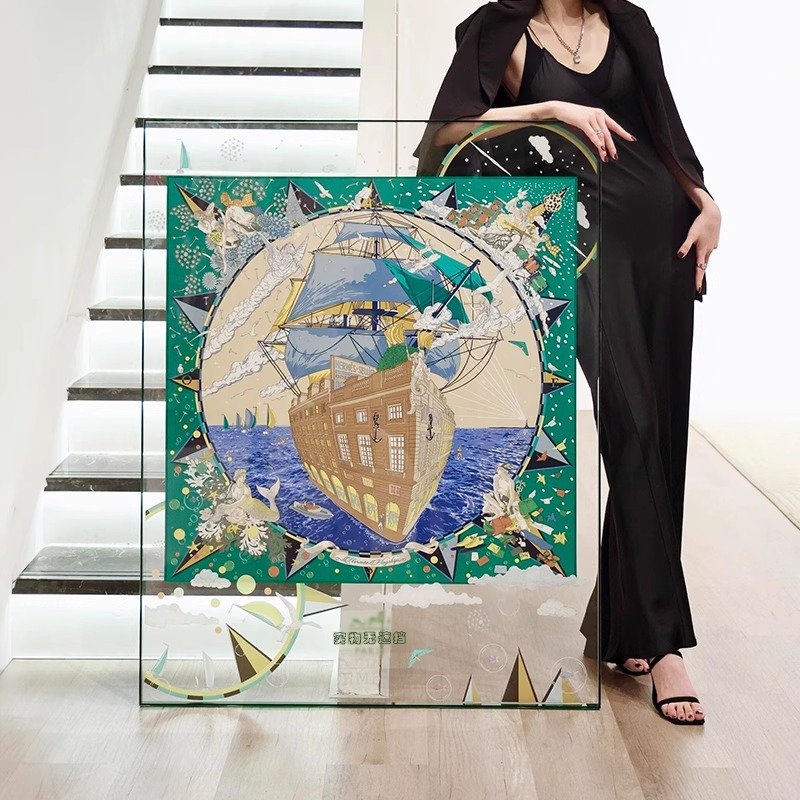 Luxury Scarf Framed Wall Art - 3D Acrylic Mounted Nautical Heritage Scarf installation - Image 5