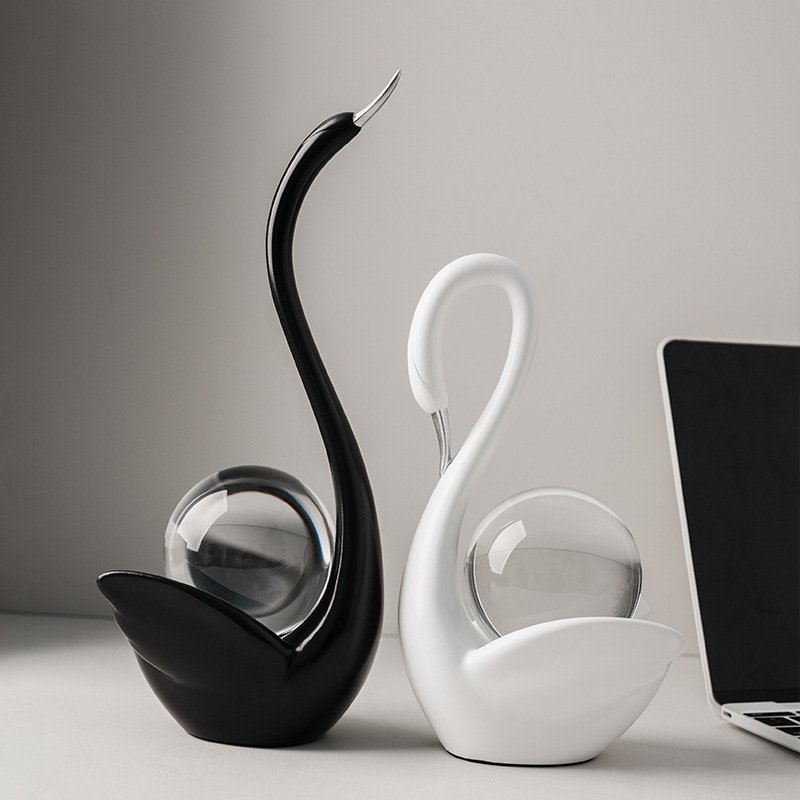 The Monolith Swan & Crystal Sphere Sculpture Set | Luxury Minimalist Art Decor - Image 4