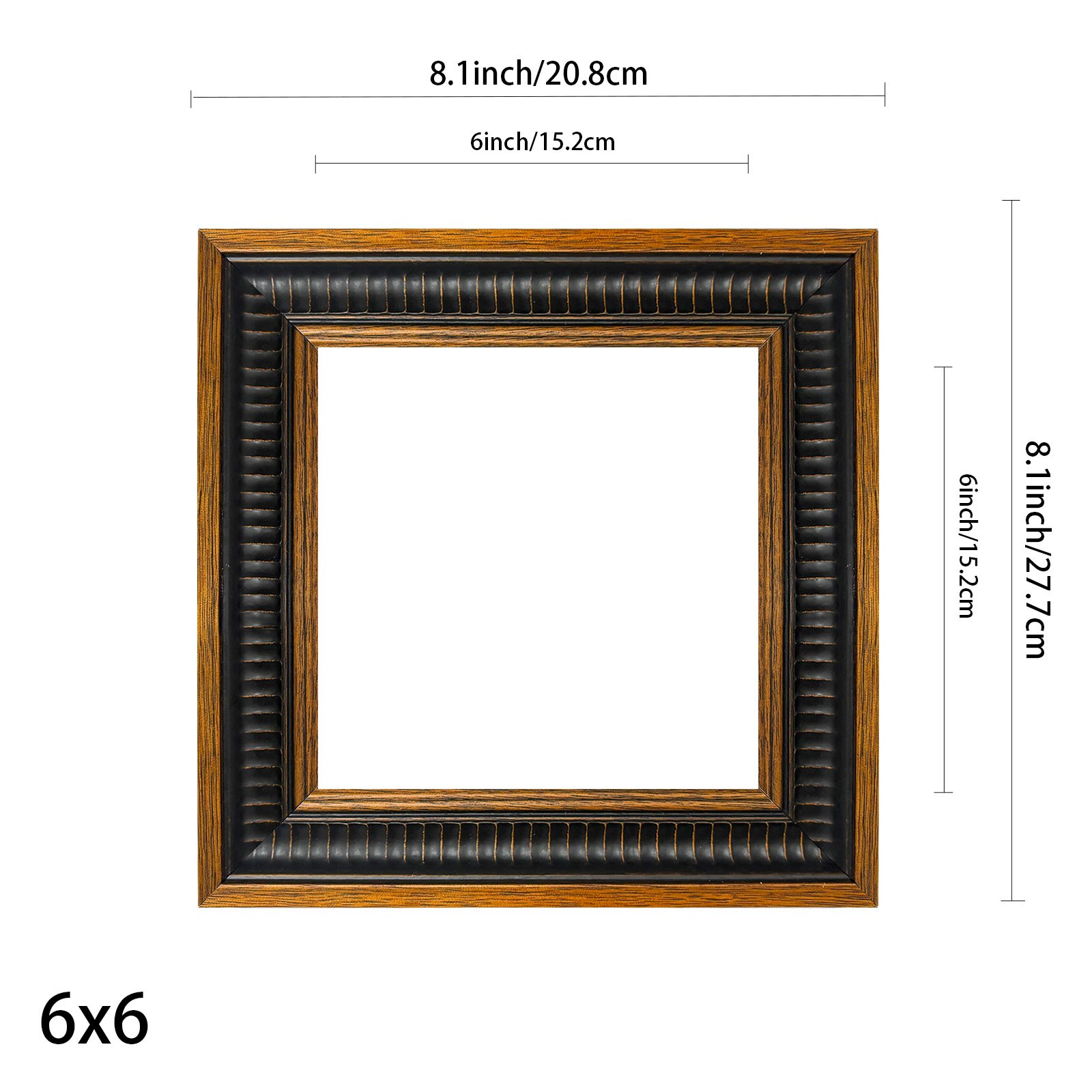 Distressed Brown & Black Fluted Gallery Frame for Wall Art - Image 3