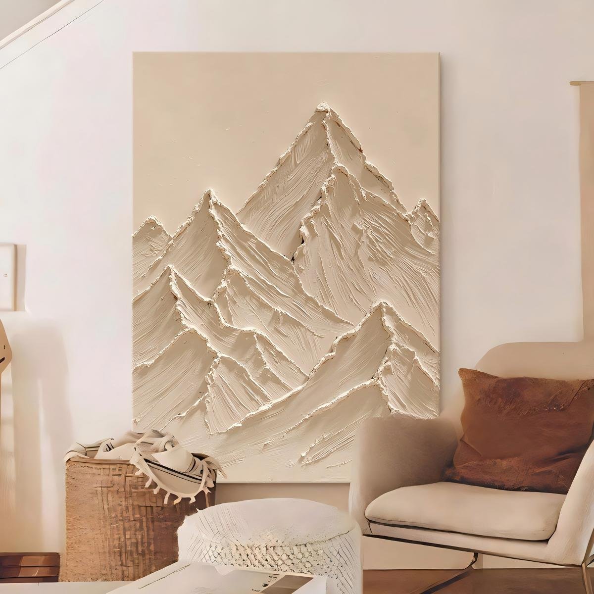 Direct-from-factory 3D abstract "Golden Mountain" living room art; hand-painted oil painting with thick sandstone texture; minimalist entryway wall art. - Image 4