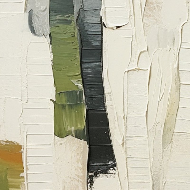 Nordic Serenity: Original 3D Heavy-Impasto Textured Birch Forest Abstract Canvas Art - Image 5