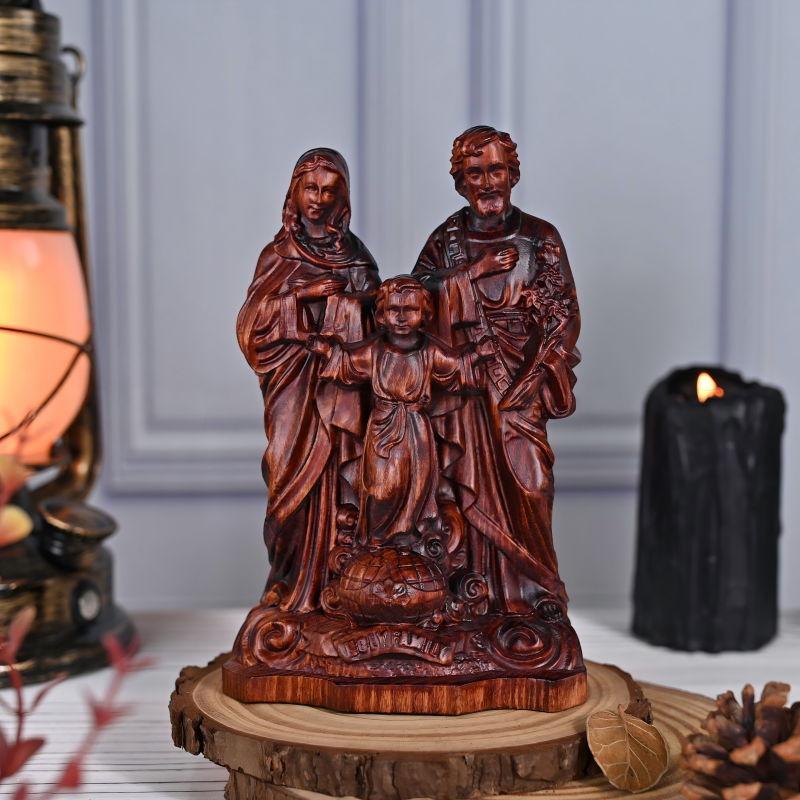 Handcrafted Wooden Holy Family Statue - Catholic Figurine & Religious Home Decor - Image 5