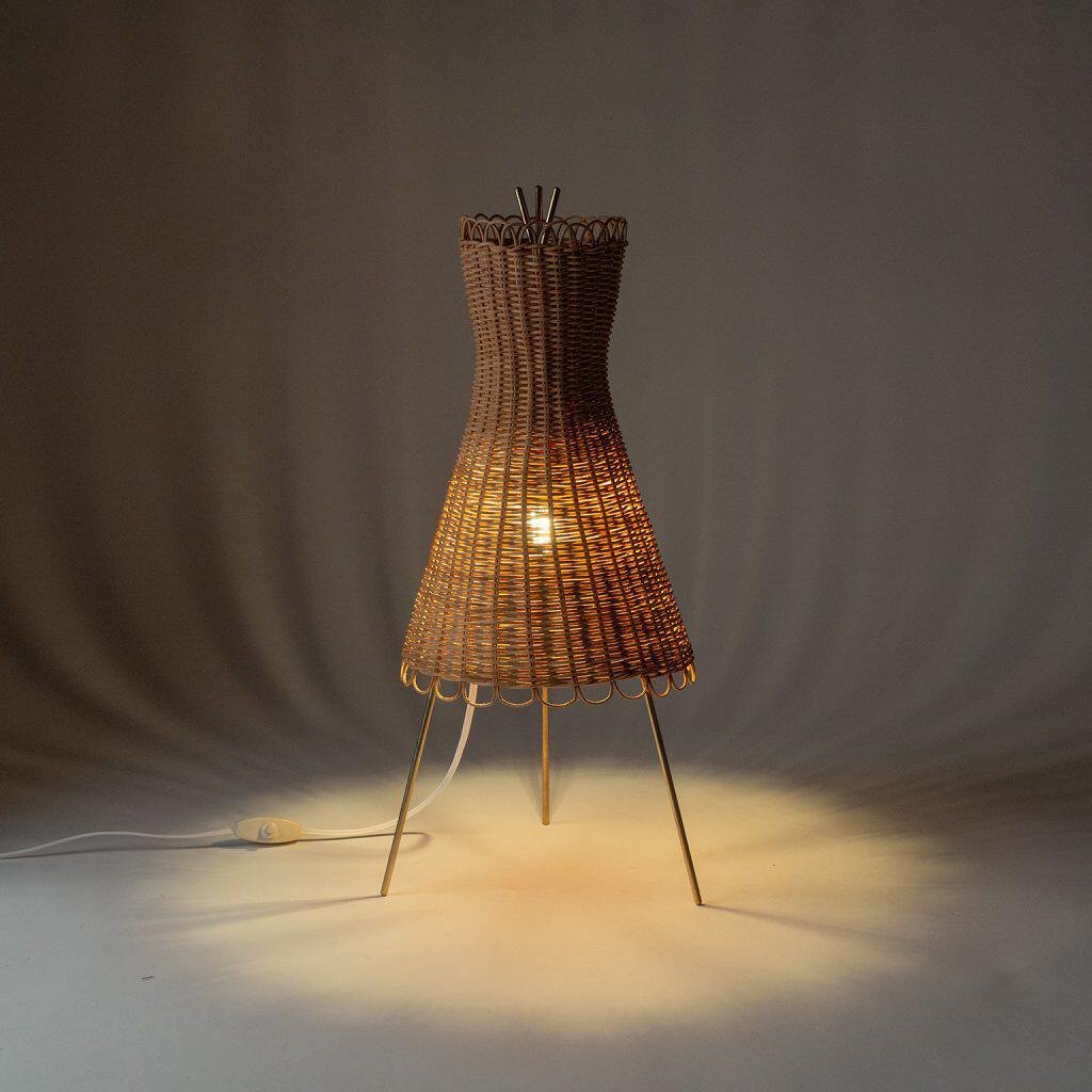 Austrian J.T. Kalmar handmade rattan table lamp living room bedroom decorative lamp - Image 3