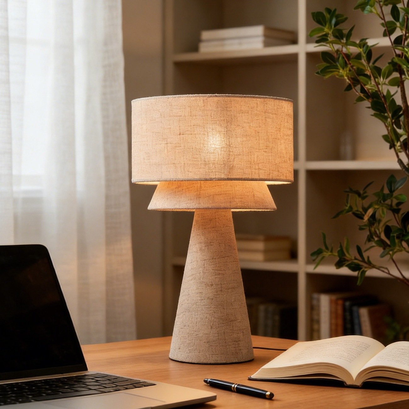 Wabi-sabi style fabric table lamp; a design-forward, atmospheric bedside light perfect for creating a cozy ambiance in bedrooms, guesthouses, or model homes. - Image 4
