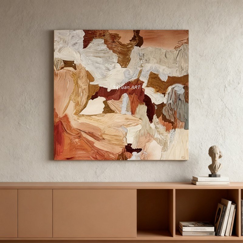 Minimalist 3D Red Rose Plaster Abstract Canvas Wall Art - Image 4